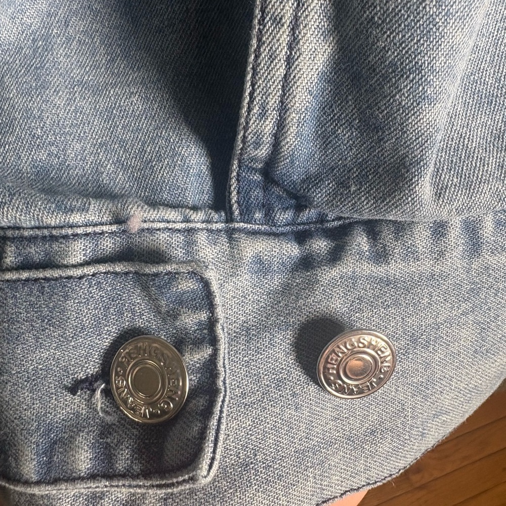 BIBI Western Pintuck Denim Jacket Y2K Acid Wash Cowgirl Cottagecore L - Picture 6 of 12